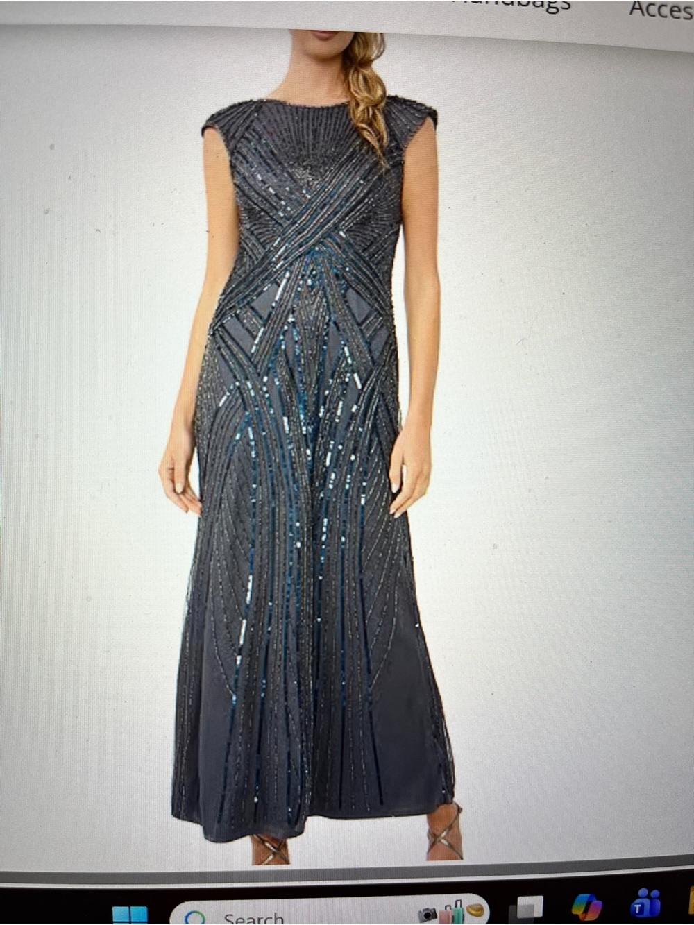 Pisarro Nights Beaded Maxi Dress in Gray Smoke
